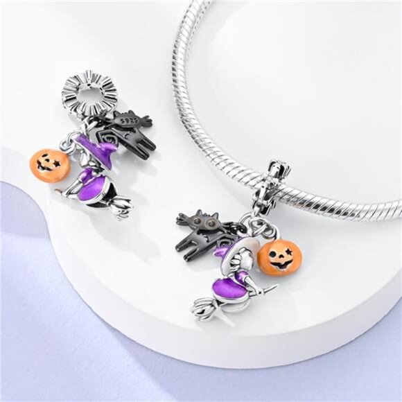 925 Sterling Silver Halloween Charms for Bracelets Necklaces, - Picture 4 of 5